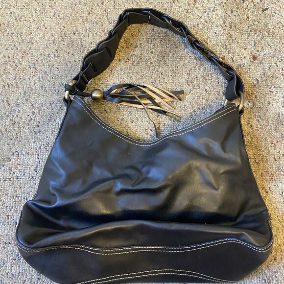 Vintage Tommy Hilfiger Shoulder Bag Purse Black Faux Leather Gold Tone Hardware - Picture 5 of 7
